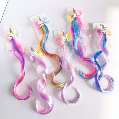 Children's Gradient Color Bow Unicorn Wig Hair Accessory for Party and Stage Performance