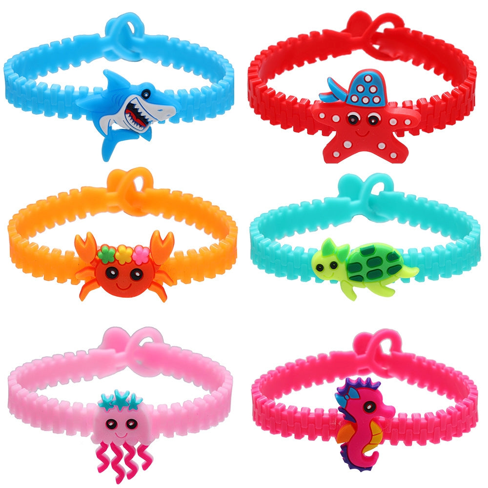 Children's Sea Creature PVC Bracelet - Tortoise, Hippocampus, Crab Design for Party and Holiday Gifts