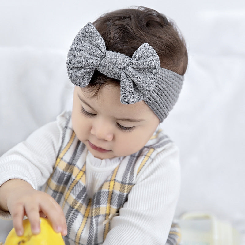 Knitted Fabric Wide Baby Headbands with Bow - Children's Hair Accessories