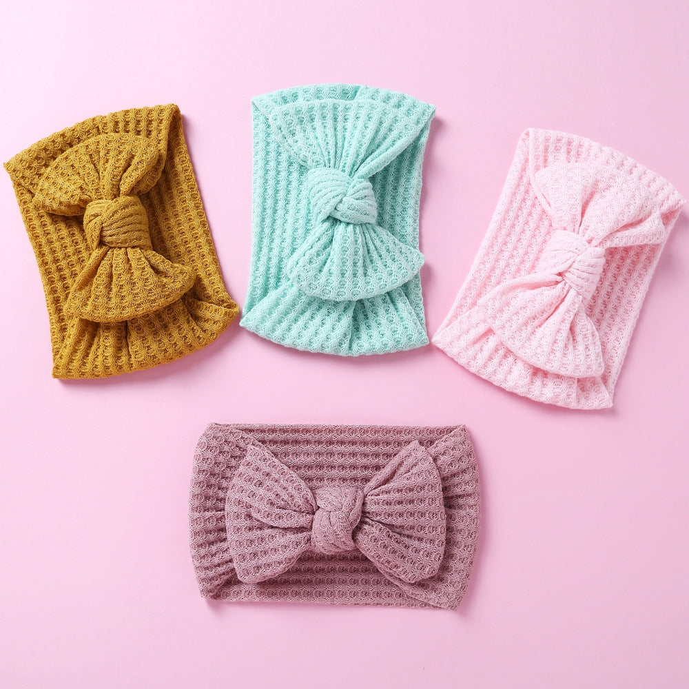 Knitted Fabric Wide Baby Headbands with Bow - Children's Hair Accessories