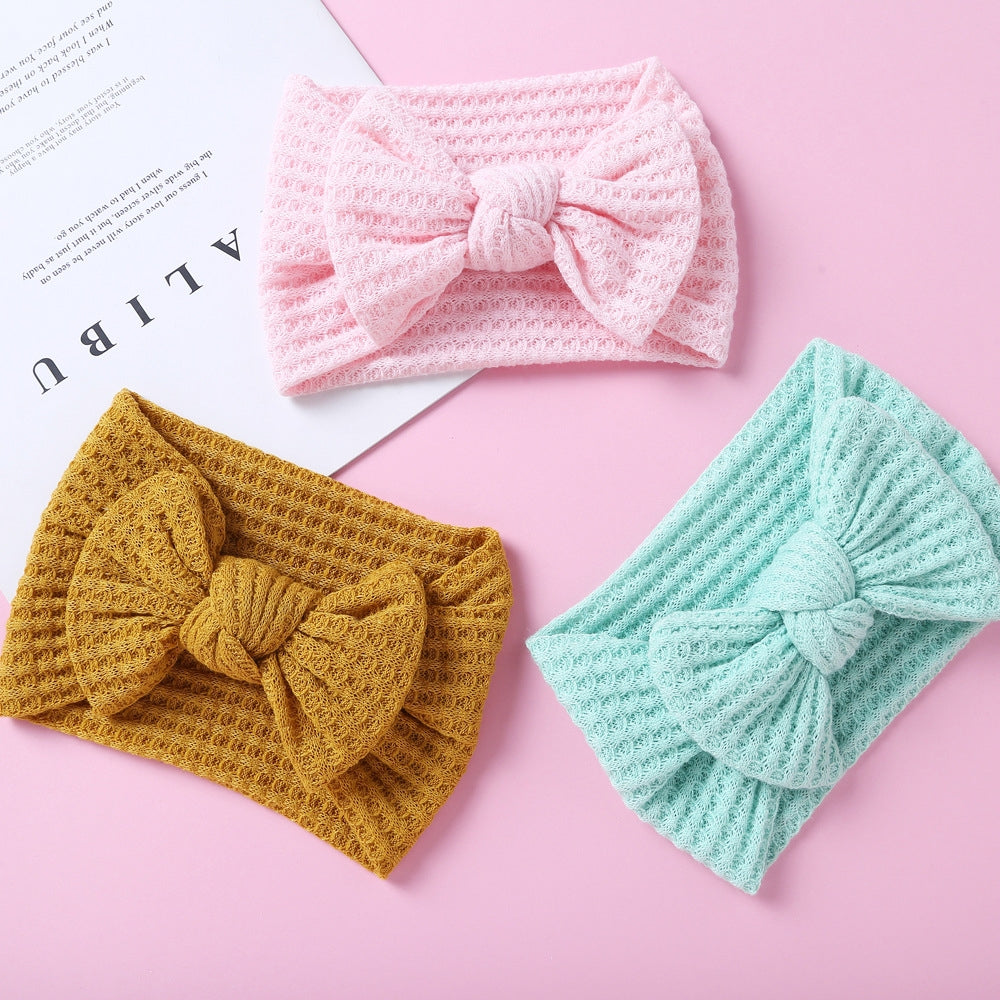 Knitted Fabric Wide Baby Headbands with Bow - Children's Hair Accessories