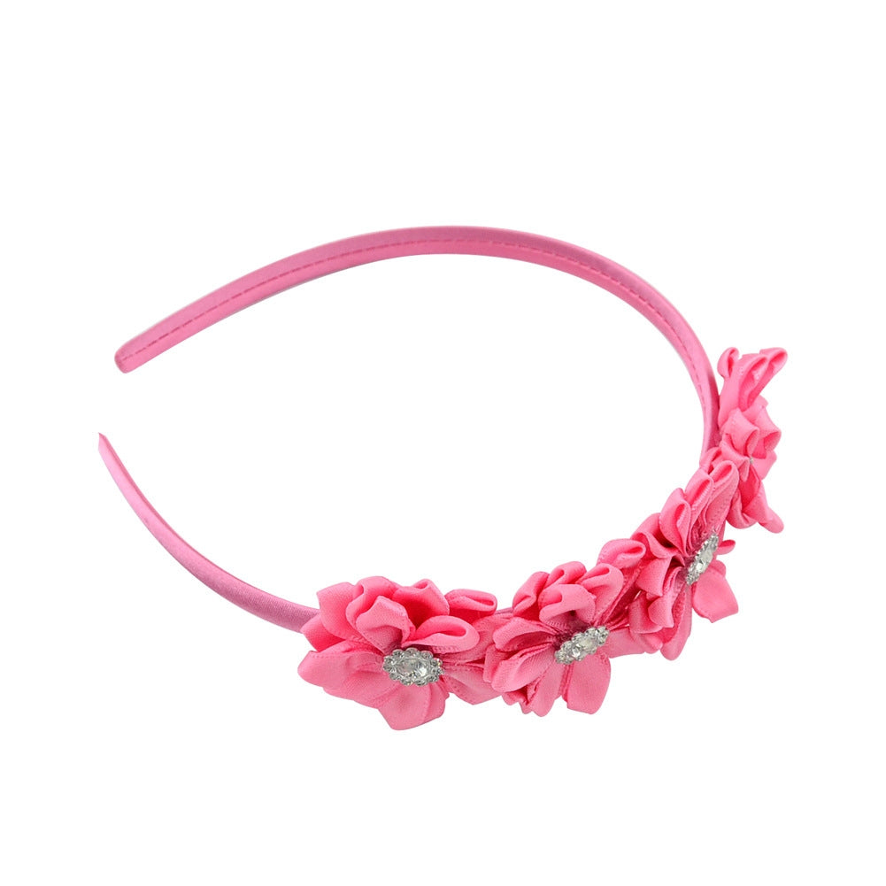 Children's Handmade Diamond-Studded Polygonal Flower Headband Set of 4