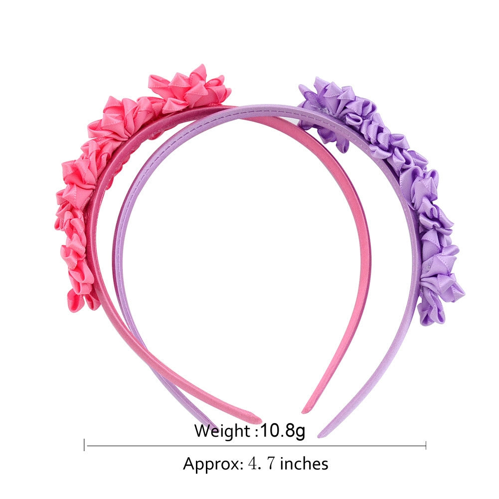 Children's Handmade Diamond-Studded Polygonal Flower Headband Set of 4