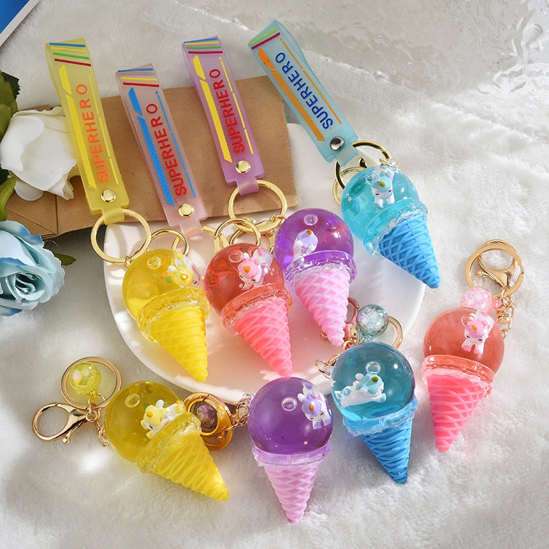 Children's Ice Cream Crystal Ball Quicksand Keychain Accessory