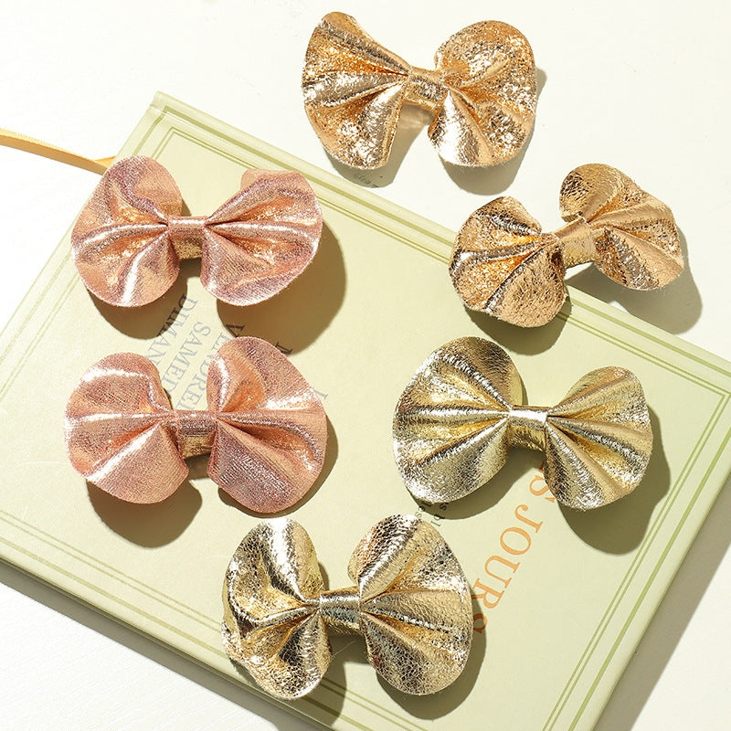 Children's Shiny Leather Bow Hair Clip