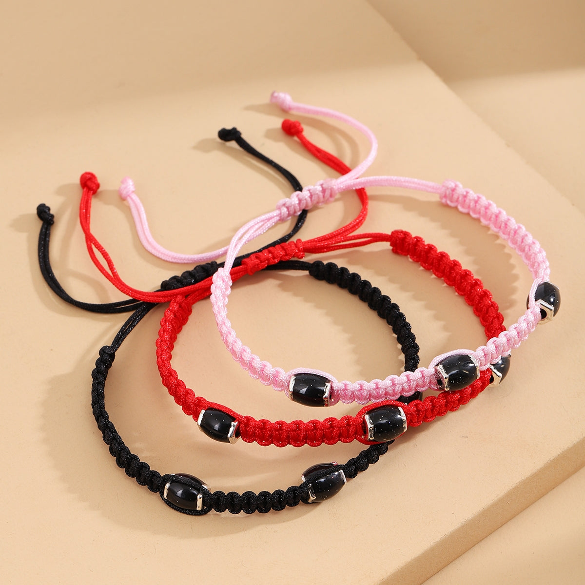 Chinoiserie Classic Round Nylon Stone Adjustable Hand-Woven Bracelets for Men and Women