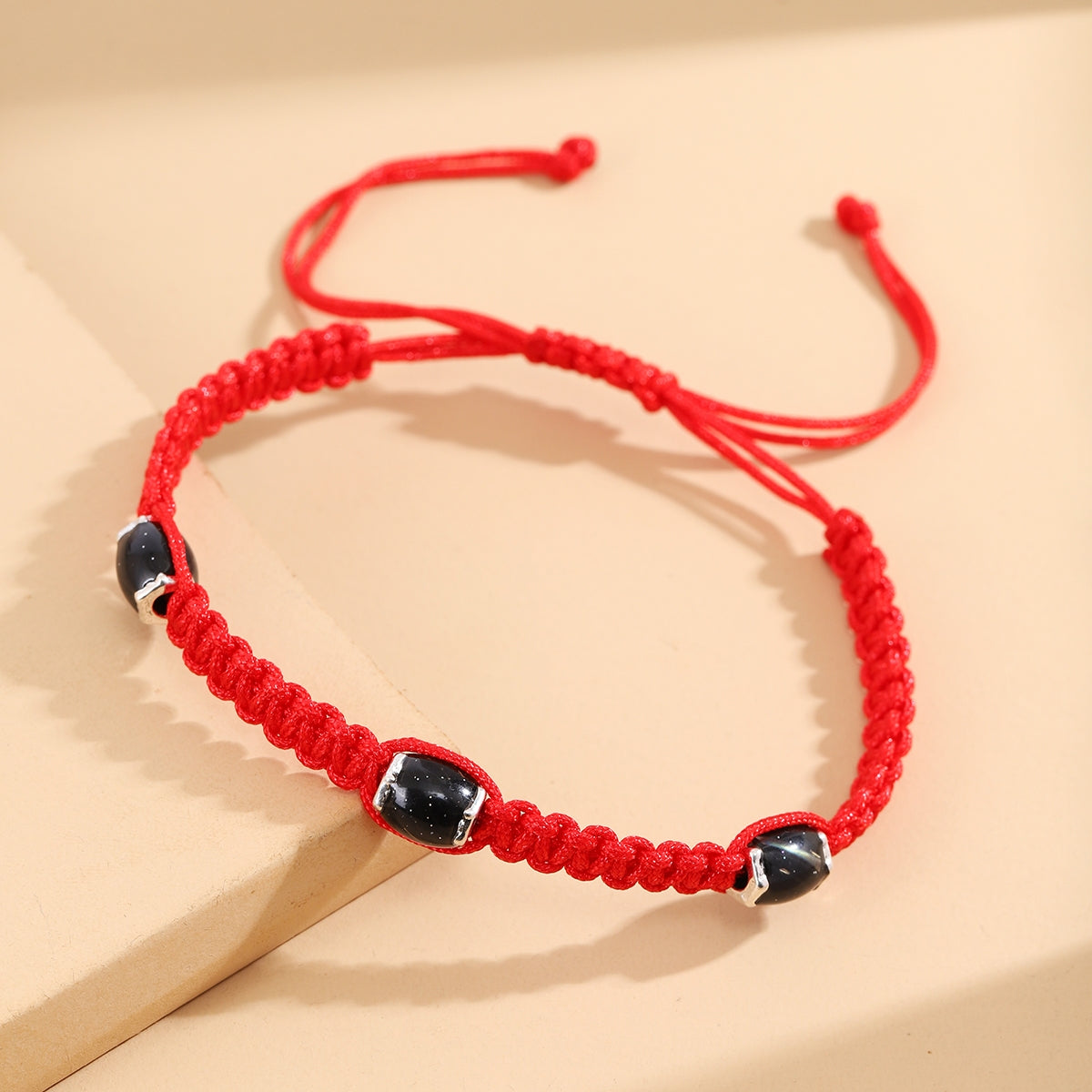 Chinoiserie Classic Round Nylon Stone Adjustable Hand-Woven Bracelets for Men and Women