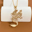 Chinoiserie Dragon Pendant Necklace - Vintage Punk Style Zodiac Animal Alloy Choker