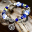 Chinoiserie Blue and White Porcelain Crystal Ceramic Tree of Life Bracelet