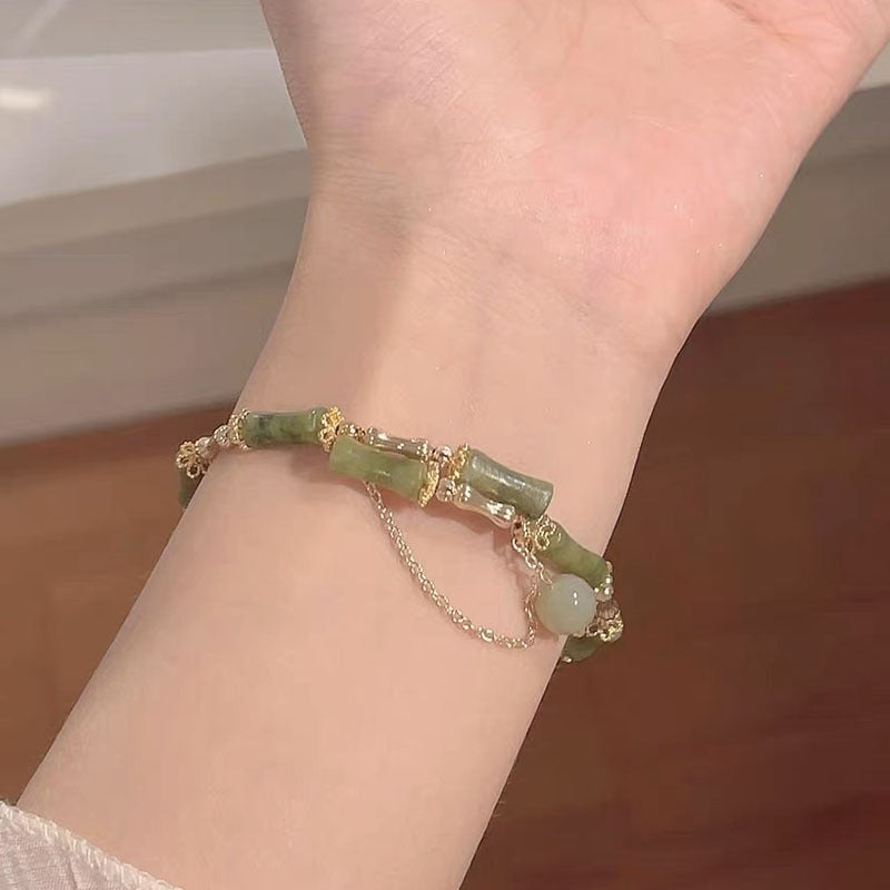 Chinoiserie Bamboo Bow Knot Beaded Bracelet - Vintage Retro Design for Women