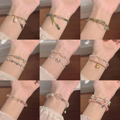 Chinoiserie Bamboo Bow Knot Beaded Bracelet - Vintage Retro Design for Women