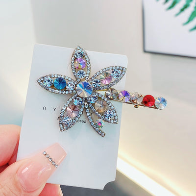 Classic Rhinestone Starfish Flower Hair Clip - Luxury Duckbill Hair Accessory