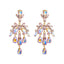 Classic Geometric Flower Rhinestone Drop Earrings for Women