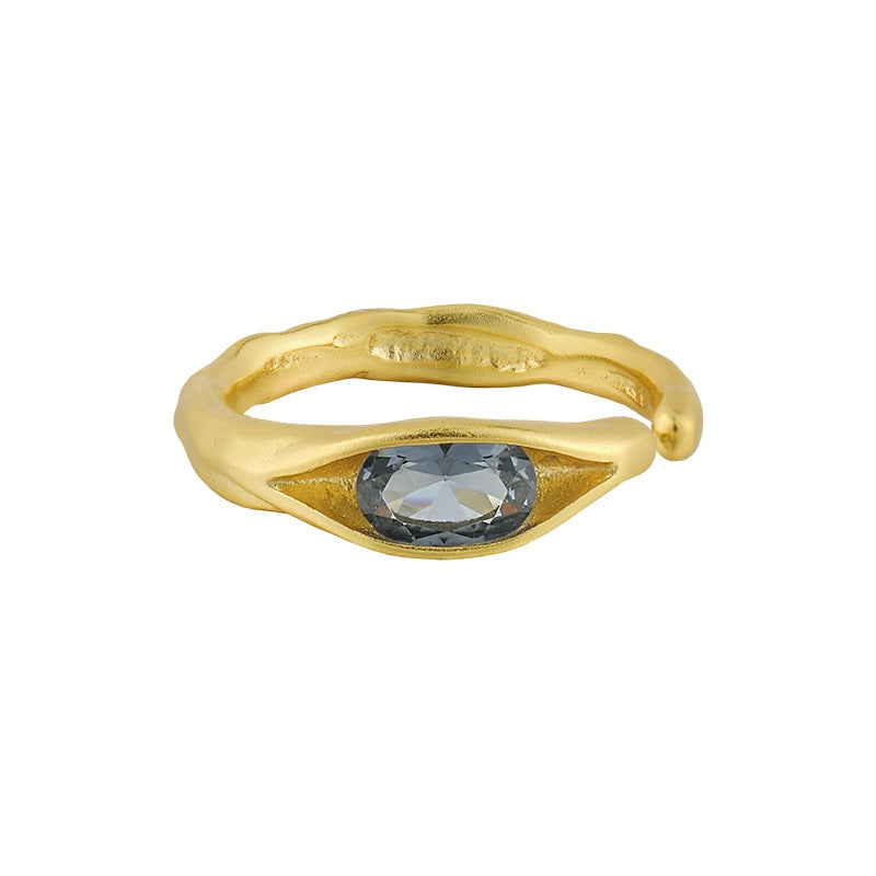 Classic Geometric 18k Gold Plated Sterling Silver Zircon Open Ring