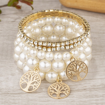 Classic Bohemian Multi-Layer Tree of Life Pearl Bracelet for Women