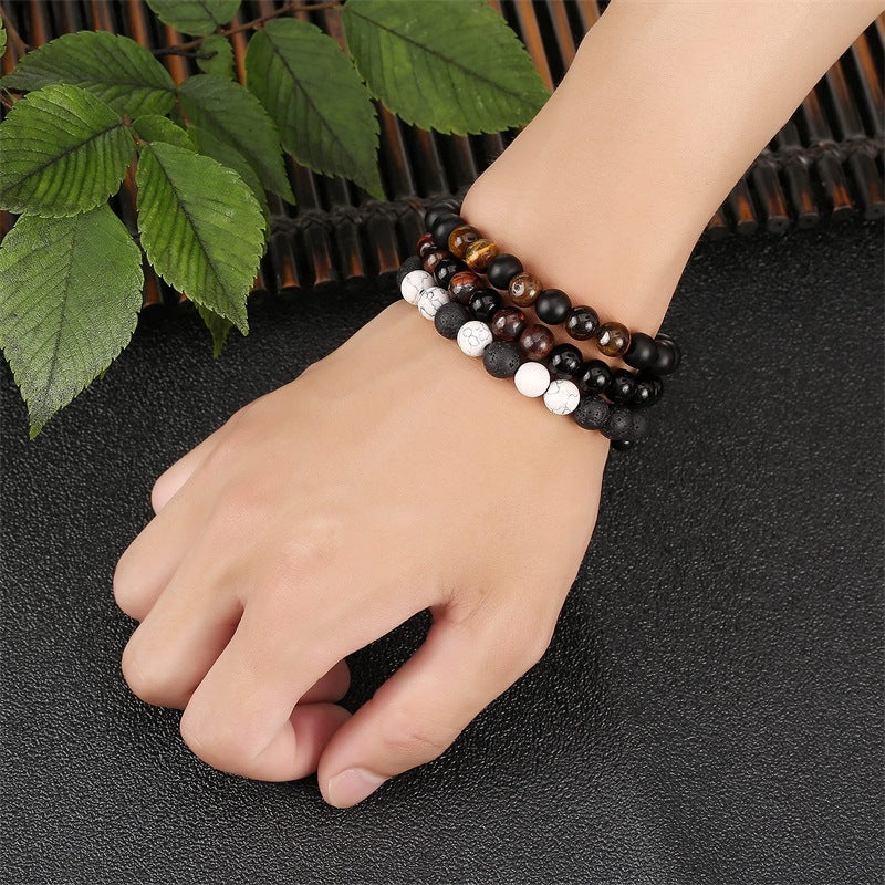 Classic Round Natural Stone Tiger Eye Beaded Adjustable Bracelet