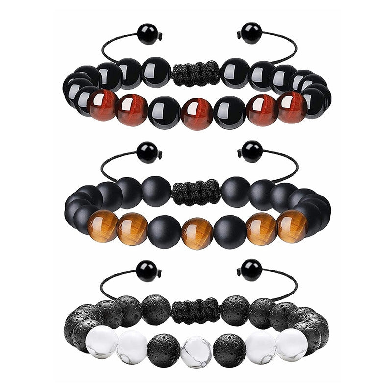 Classic Round Natural Stone Tiger Eye Beaded Adjustable Bracelet