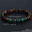 Classic Round Malachite & Tiger Eye Natural Stone Beaded Bracelet for Men and Women