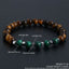 Classic Round Malachite & Tiger Eye Natural Stone Beaded Bracelet for Men and Women