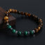 Classic Round Malachite & Tiger Eye Natural Stone Beaded Bracelet for Men and Women