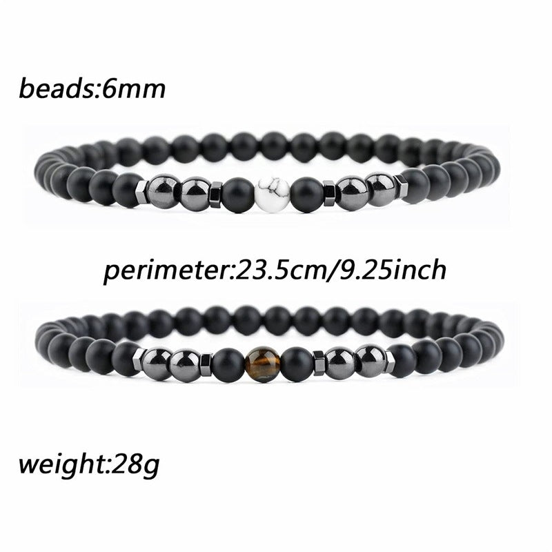 Classic Round Natural Stone Frosted Beaded Bracelet Set