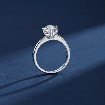 Classic Round Moissanite Ring in Sterling Silver