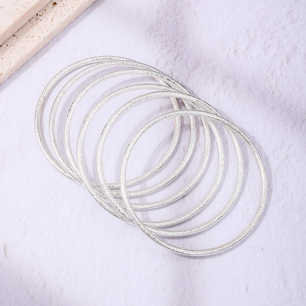 Classic Minimalist Polished Alloy Bangle Set