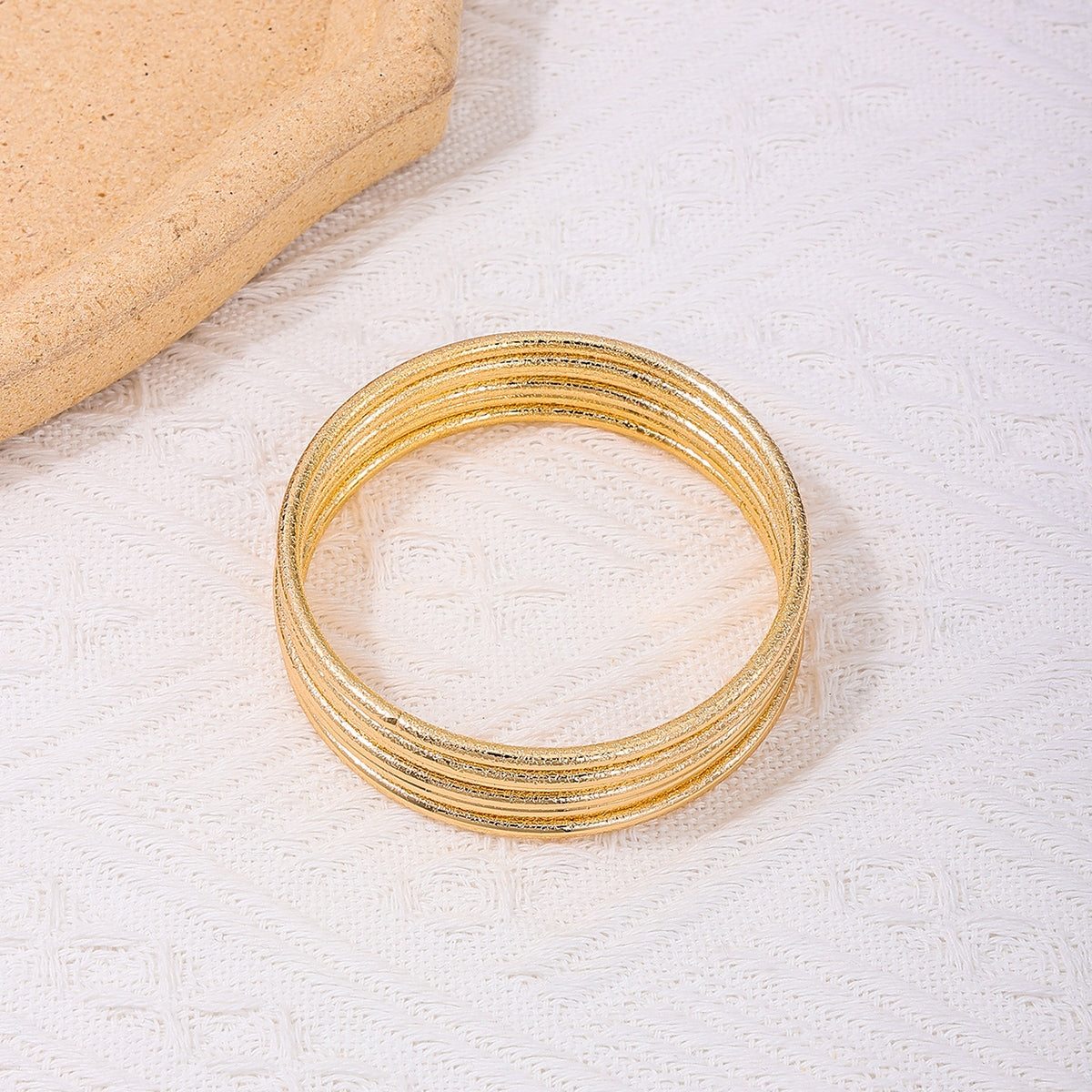 Classic Minimalist Polished Alloy Bangle Set