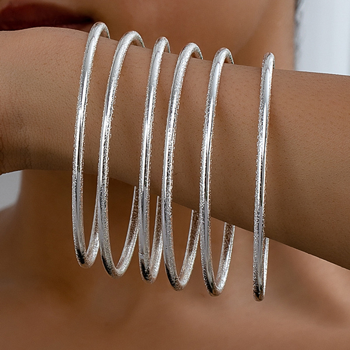 Classic Minimalist Polished Alloy Bangle Set