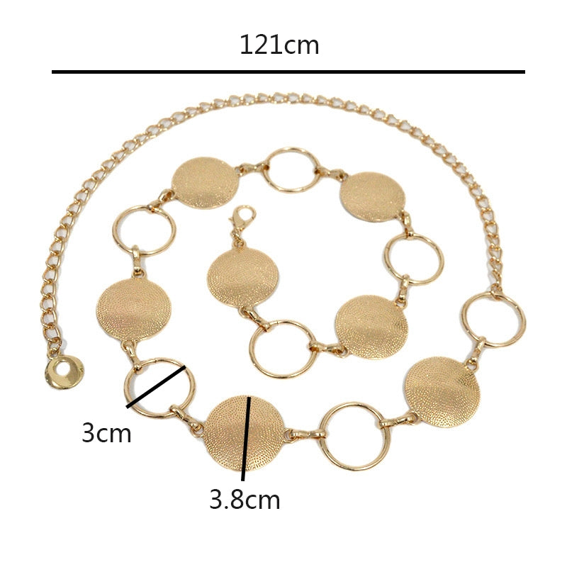Classic Solid Color Alloy Women's Circle Chain Belt