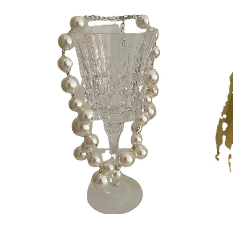 Classic Solid Color Pearl Tassel Pendant Necklace for Women
