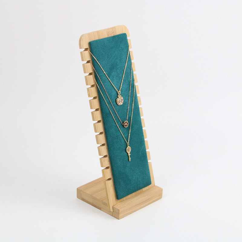 Classic Square Flannel and Bamboo Jewelry Display Stand