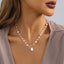 Classic Geometric Imitation Pearl Chain Pendant Necklace for Women