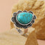 Classical Geometric Turquoise Water Droplet Women's Open Ring