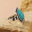 Classical Geometric Turquoise Water Droplet Women's Open Ring