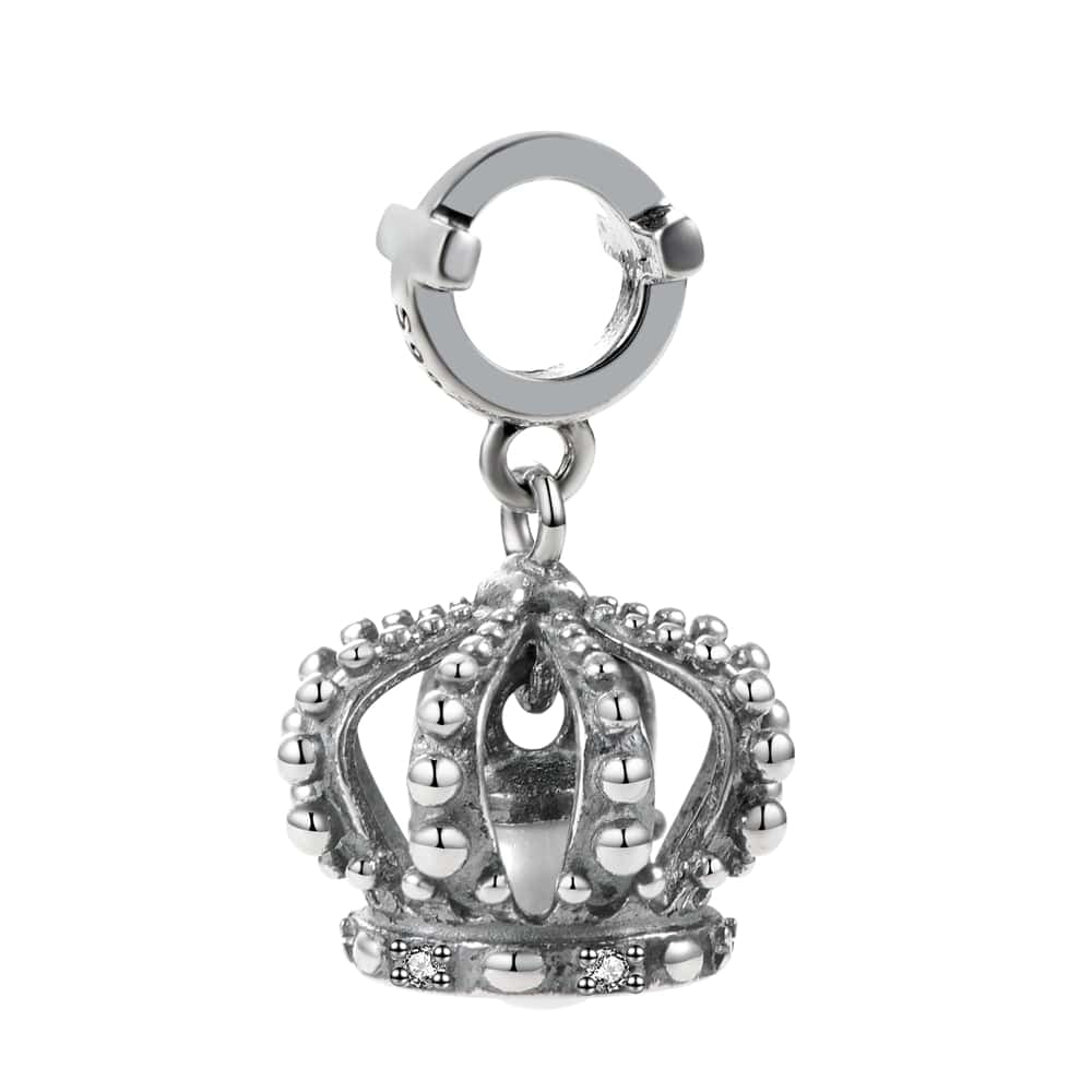 Classical Sterling Silver Crown Pearl Zircon Charm Pendant Jewelry Accessories