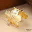 Classical French Style Floral Imitation Pearl 18K Gold Plated Women's Adjustable Ring