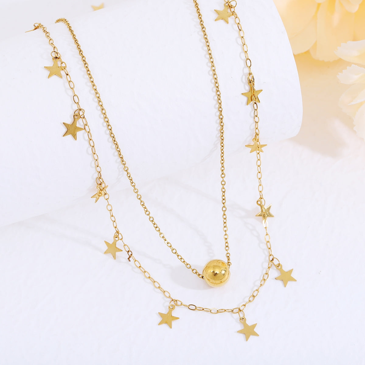 Classical Romantic Star 18K Gold Plated 304 Stainless Steel Alloy Wholesale Double Layer Necklaces