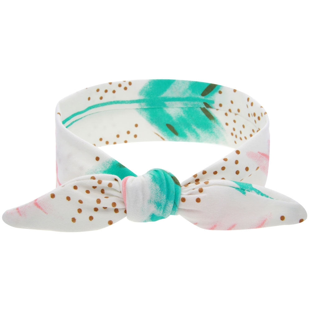 Floral Hair Accessories Set - Cotton Bunny Ear Headbands and Feather Arrow Hair Ties (6 Colors)