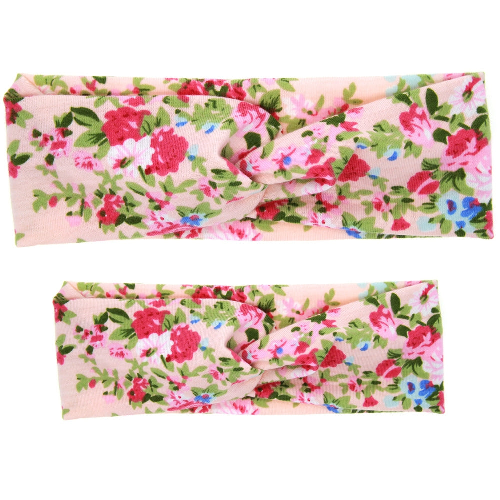 Floral Mother-Daughter Headband Set with Bunny Ears - Baby Cotton Hair Accessories