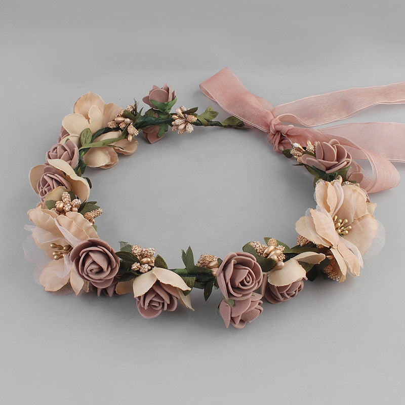 Floral Fabric Hairband Bridal Wedding Photo Shoot Accessory - White