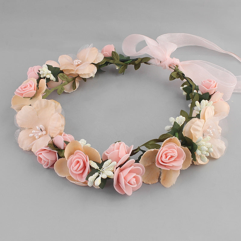 Floral Fabric Hairband Bridal Wedding Photo Shoot Accessory - White