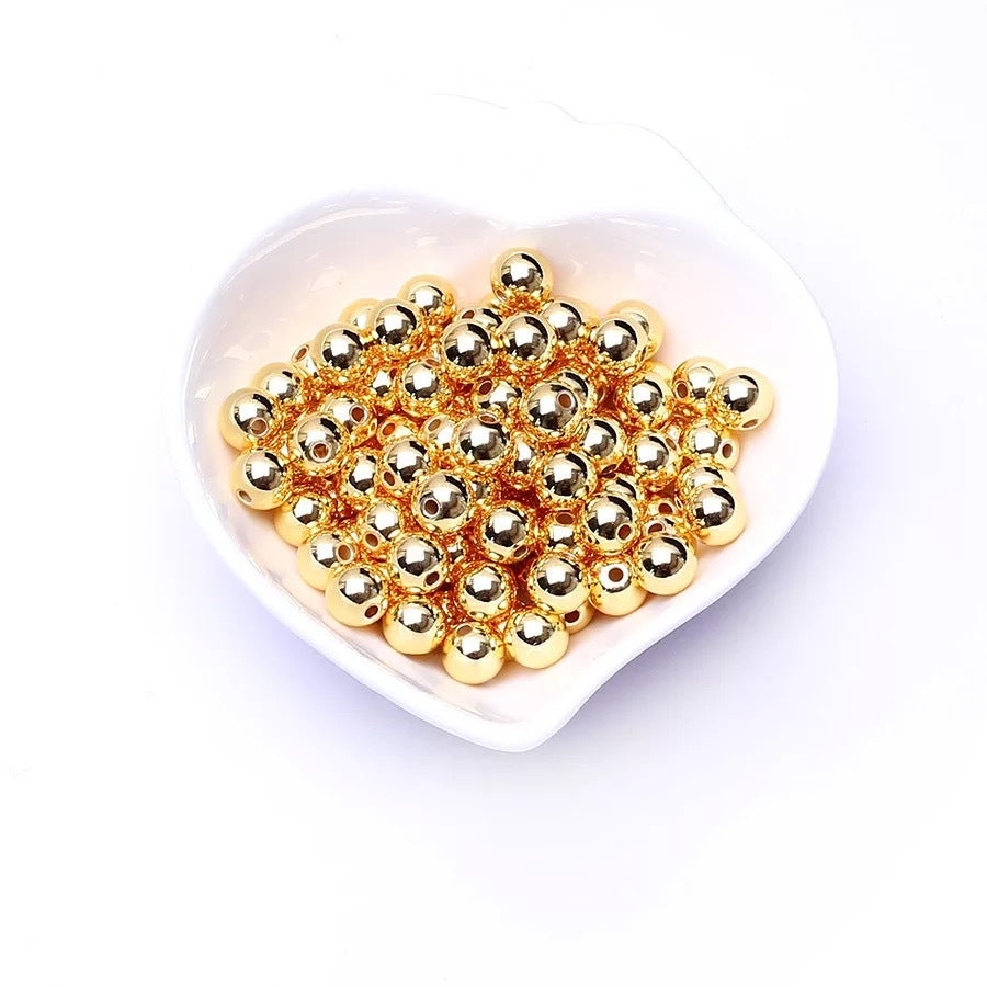 14k Gold Plated Solid Copper Beads for DIY Jewelry Making Bracelet Necklace Accessories
