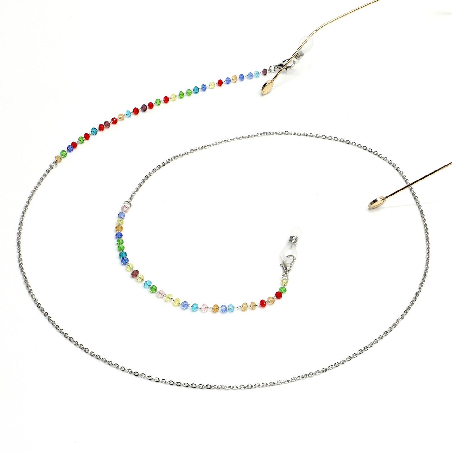 Colorful Crystal Stainless Steel Anti-Slip Sunglasses Chain