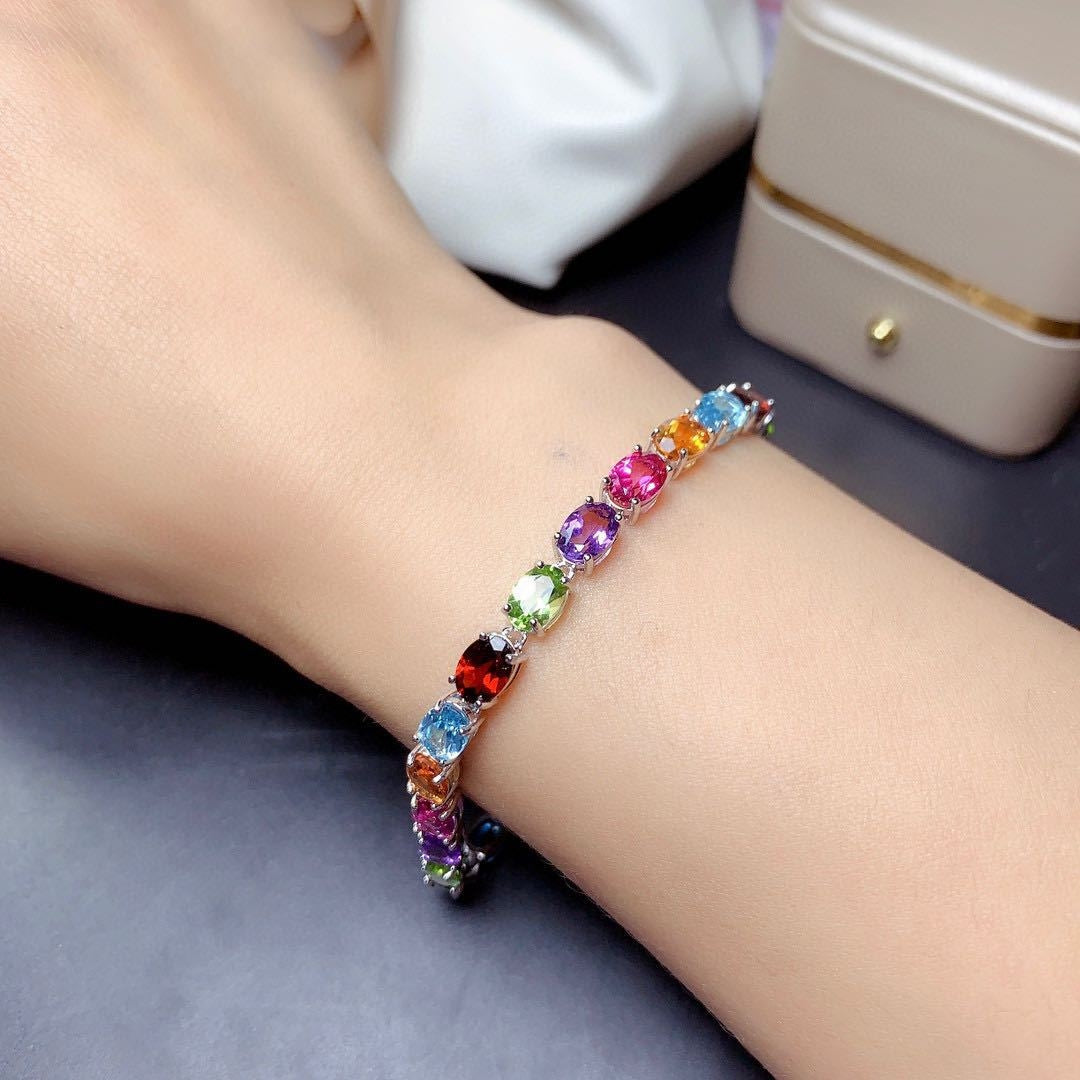 Colorful Gemstone Egg Shaped Bracelet with Unique Design