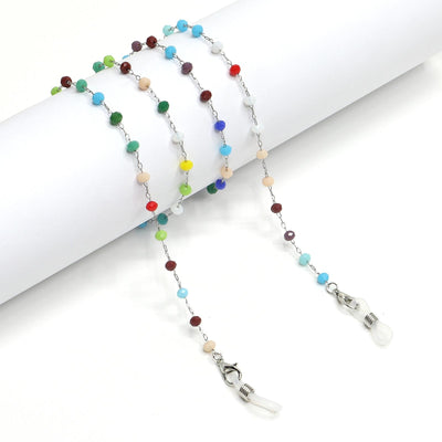 Colorful Round Crystal Stainless Steel Anti-Slip Sunglasses Chain