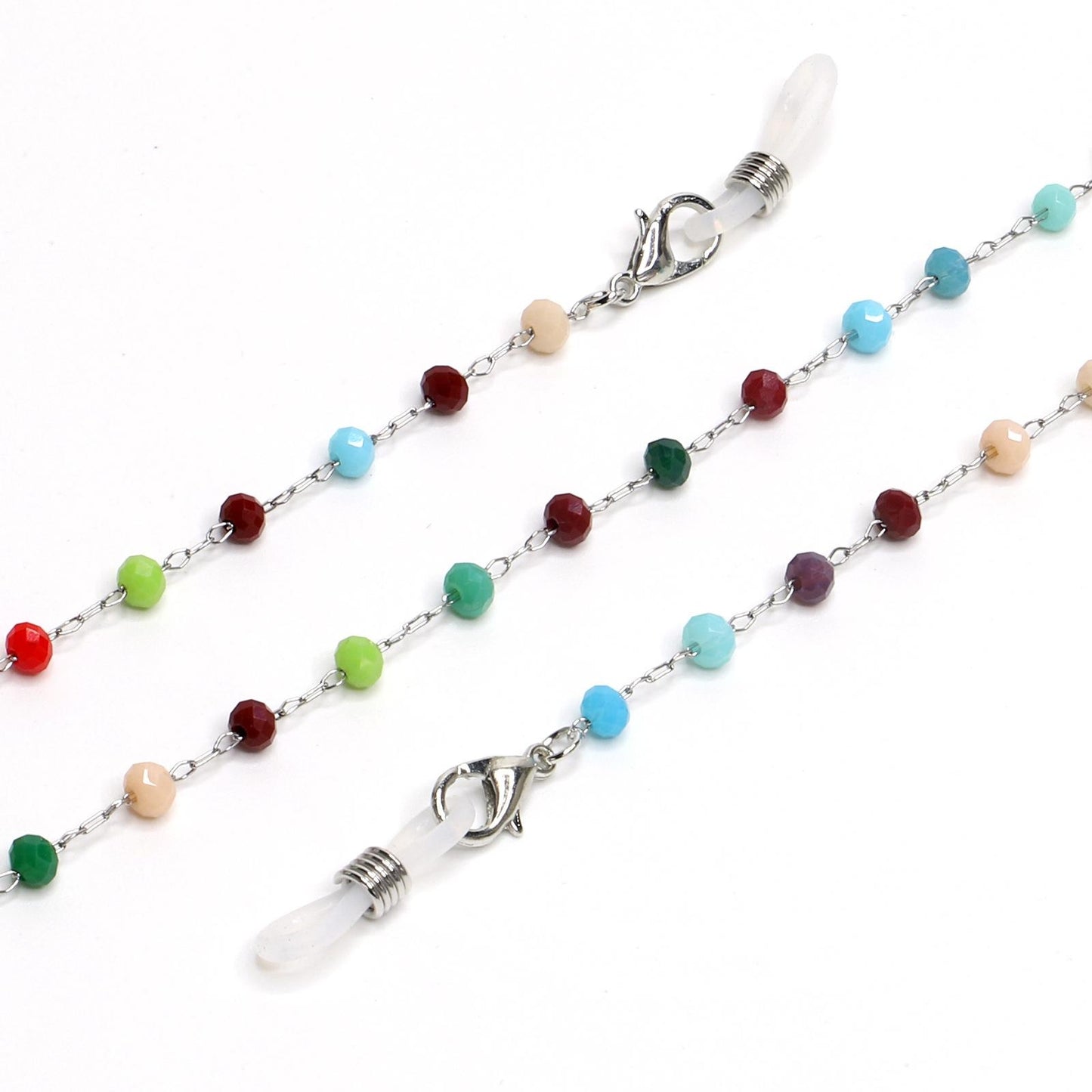 Colorful Round Crystal Stainless Steel Anti-Slip Sunglasses Chain