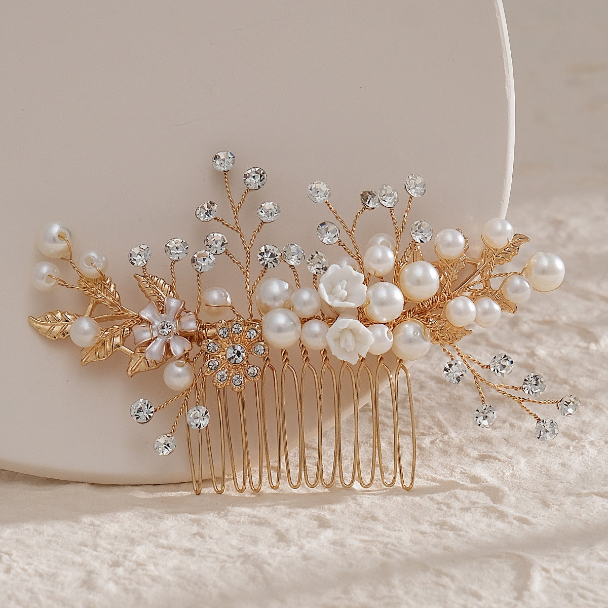 Handmade Alloy Pearl Bridal Hair Comb Wedding Party Headdress Accessories