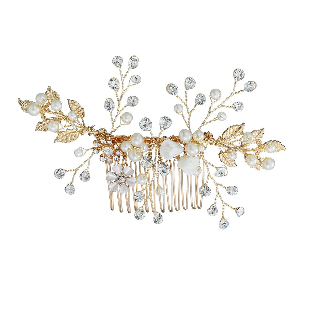 Handmade Alloy Pearl Bridal Hair Comb Wedding Party Headdress Accessories