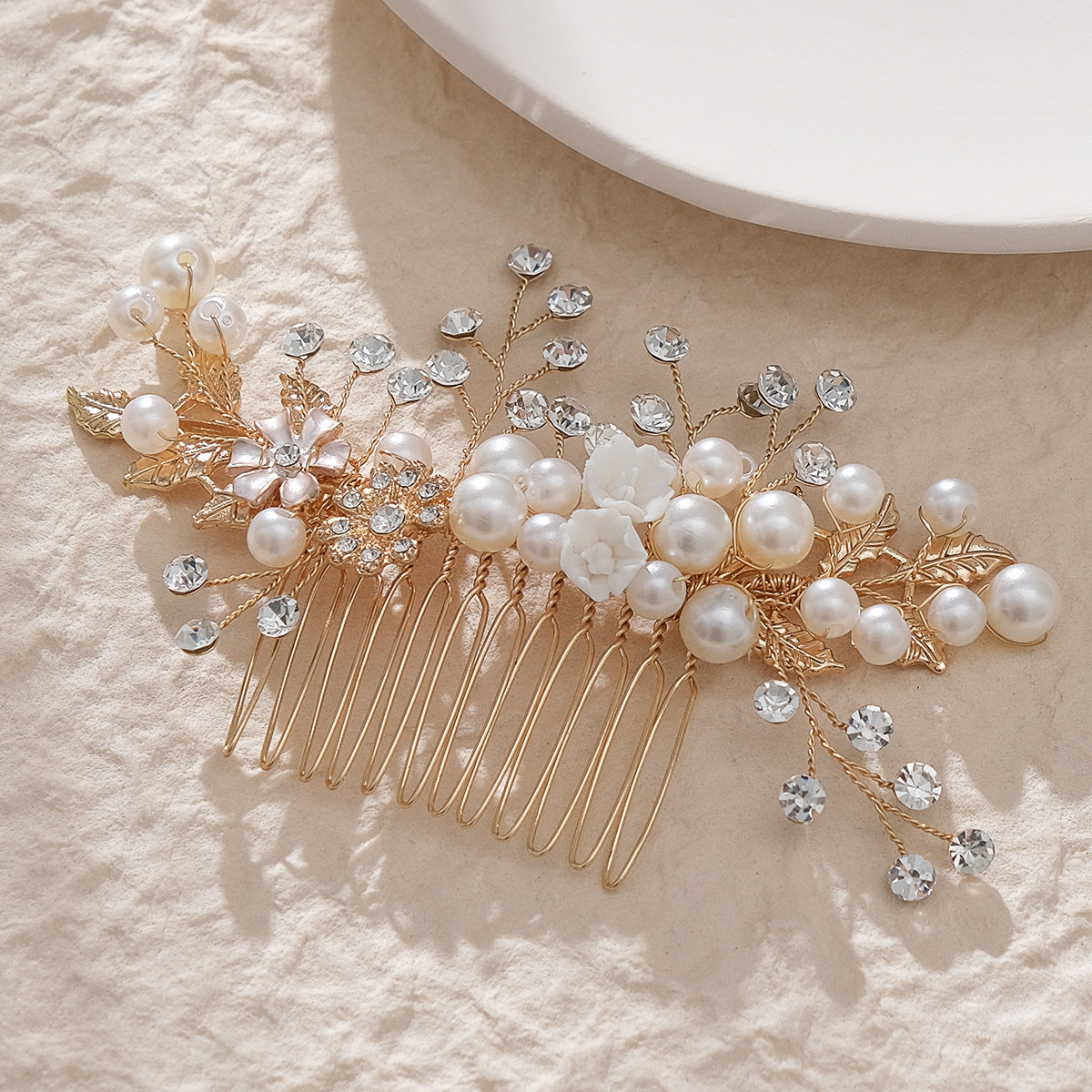 Handmade Alloy Pearl Bridal Hair Comb Wedding Party Headdress Accessories